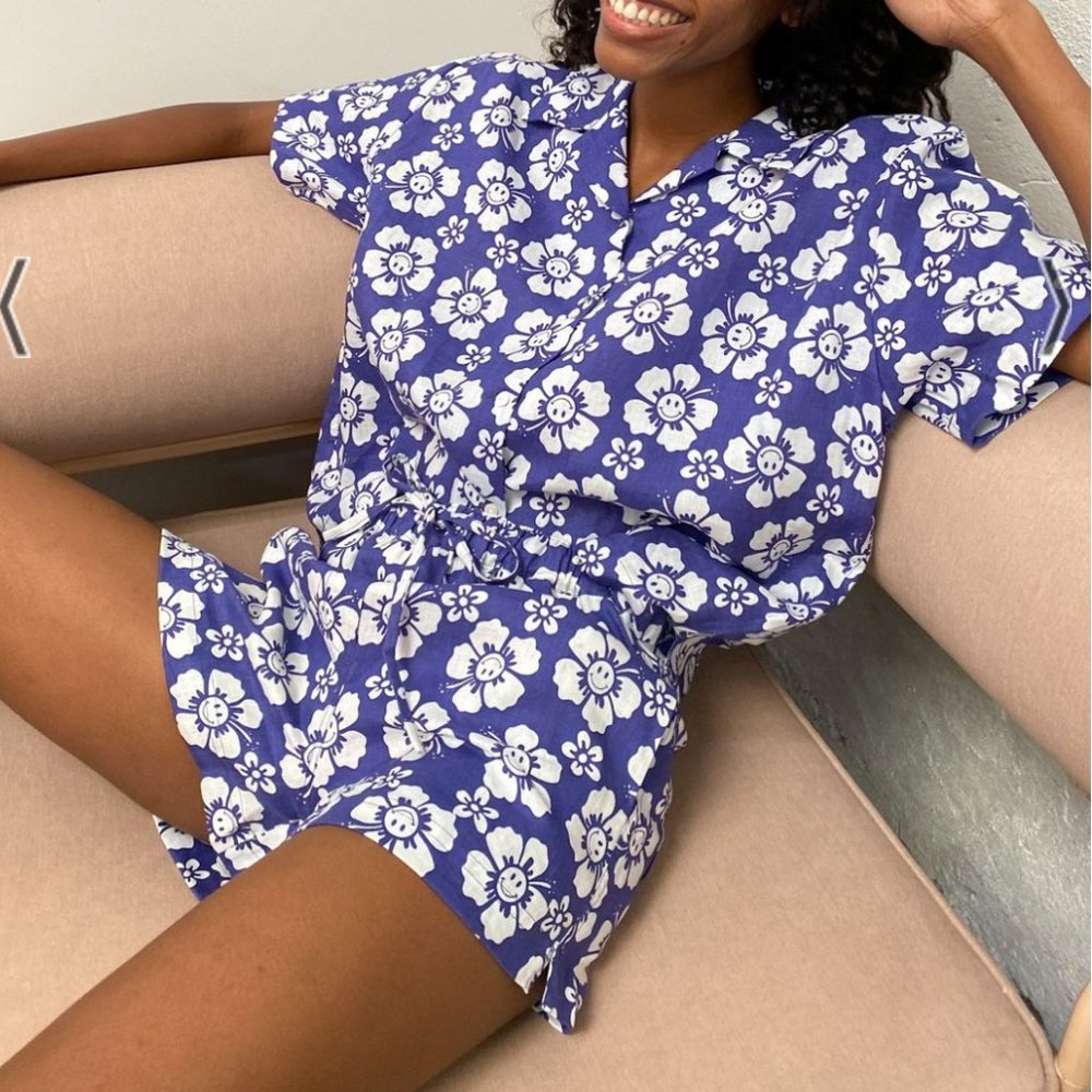 Happy Hawaii Pajama Short Set in Blue